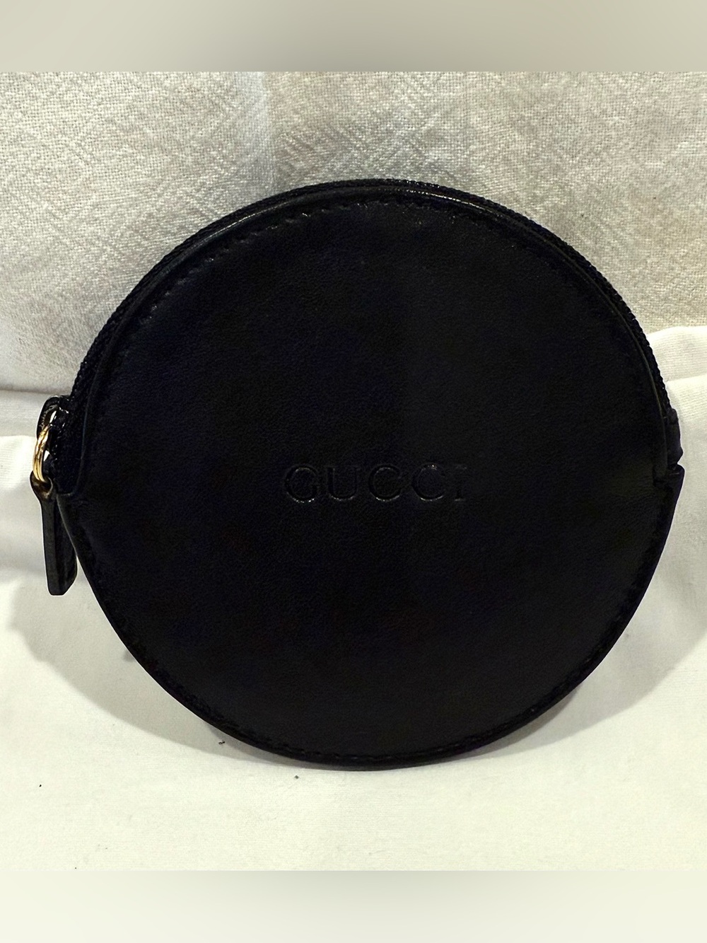 Vintage Gucci Round Black Leather Coin Purse